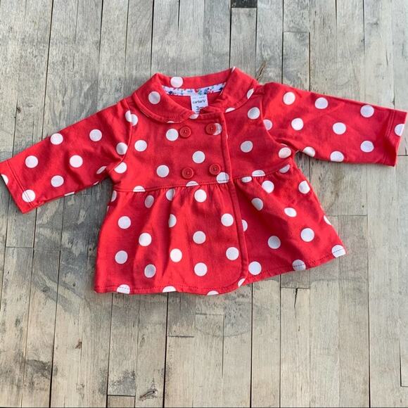 Carter’s Bright Pink Polka Dot Jacket Size 3mo - Picture 1 of 4